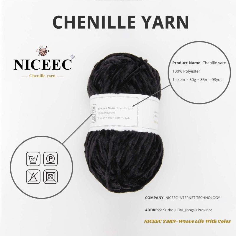 NICEEC 3 Skeins Soft Chenille Yarn Blanket Yarn for Knitting Fancy Yarn for Crochet Weaving DIY Craft Total Length 3Ã—85m (3Ã—93yds, 3Ã—50g)_Khaki - Image 4
